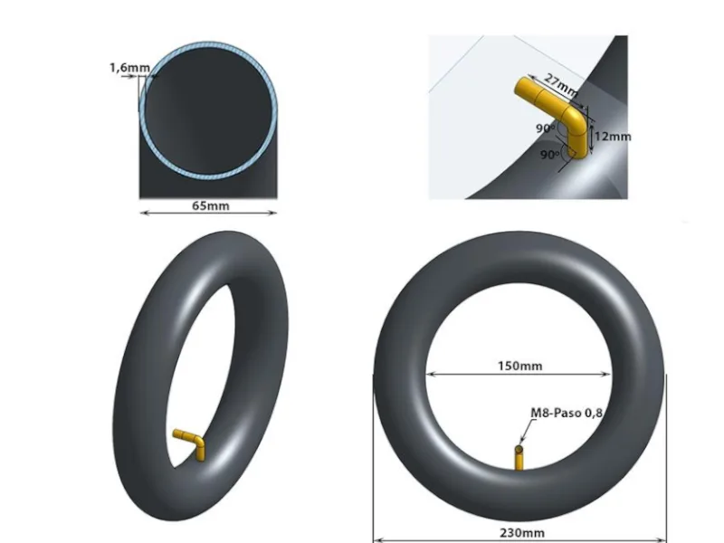 Inner Tube 10x2.5 VC 90x90° - Image 3